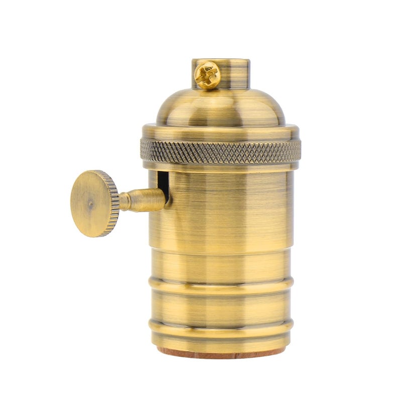 RTNLIT Brass Lamp Socket, Vintage Edison E26/E27 Bulb Light Socket with On/Off Knob Switch(Gold) - Image 1